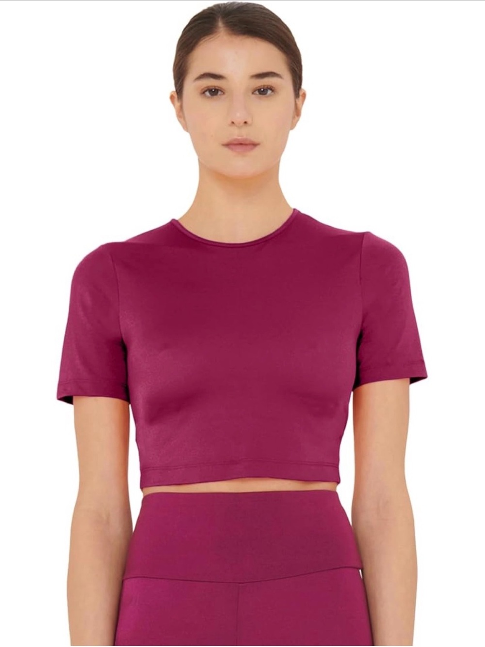 NWT Wolford The Workout Top Short Sleeves Mineral Red Burgundy Size M